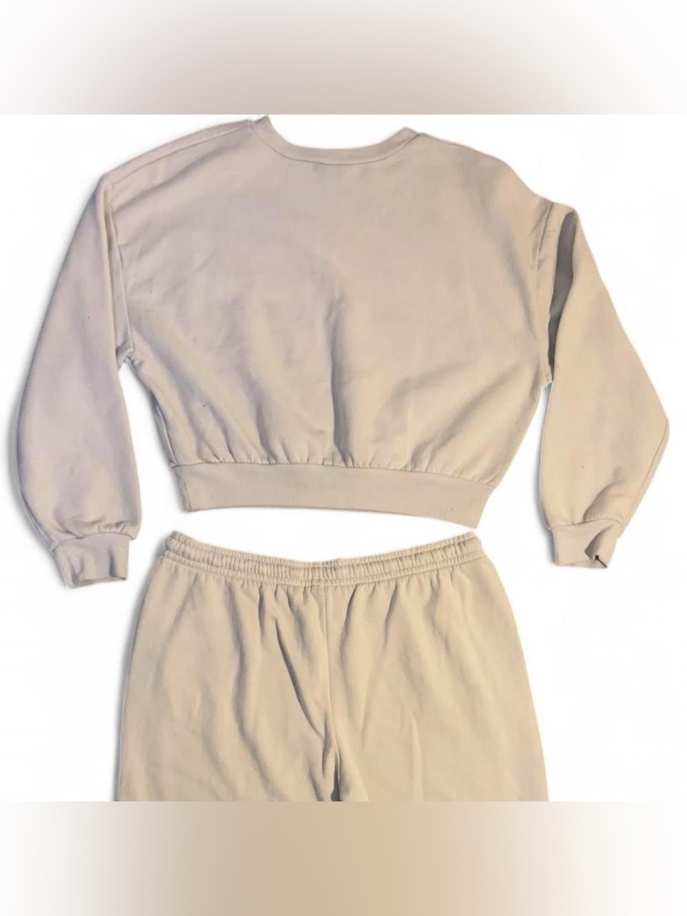 Cropped White Crewneck Sweatset